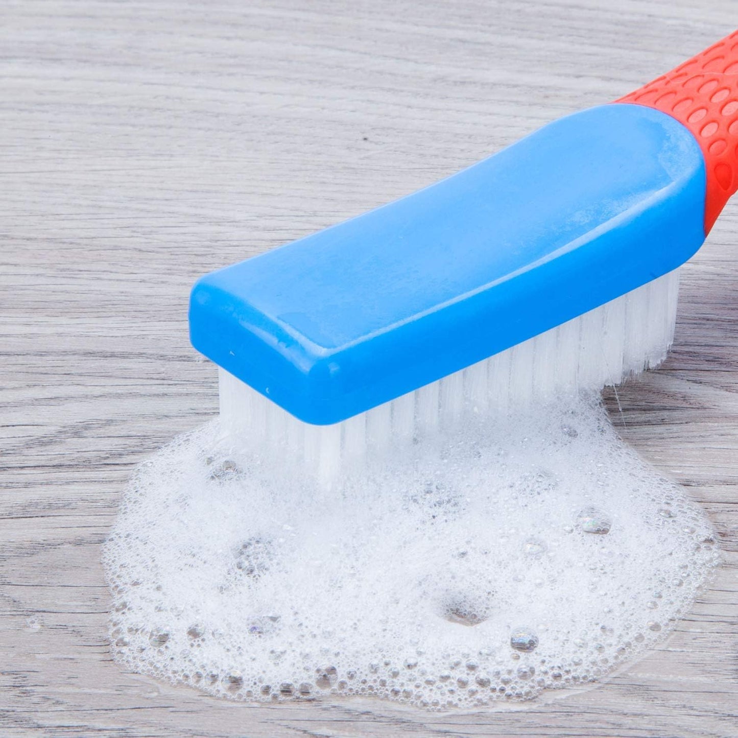 Scrub Brush Comfort Grip & Flexible Stiff Bristles Heavy Duty for Bathroom Shower Sink Carpet Floor, Blue Red