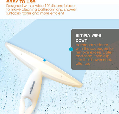 Casabella, White 44037 Clip on Silicone Squeegee, 10-1/8" x 1-1/4" x 6-3/4" h