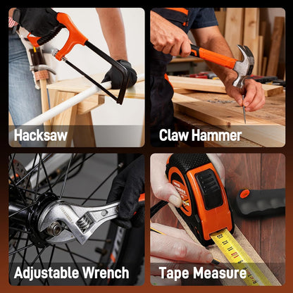 COMOWARE Household Tool Set with 20V Cordless Drill Driver, 120Pcs Hand Tool Kit for Men, Power Drill Set with Plastic Toolbox, Ideal for Office, Garden, DIY Project
