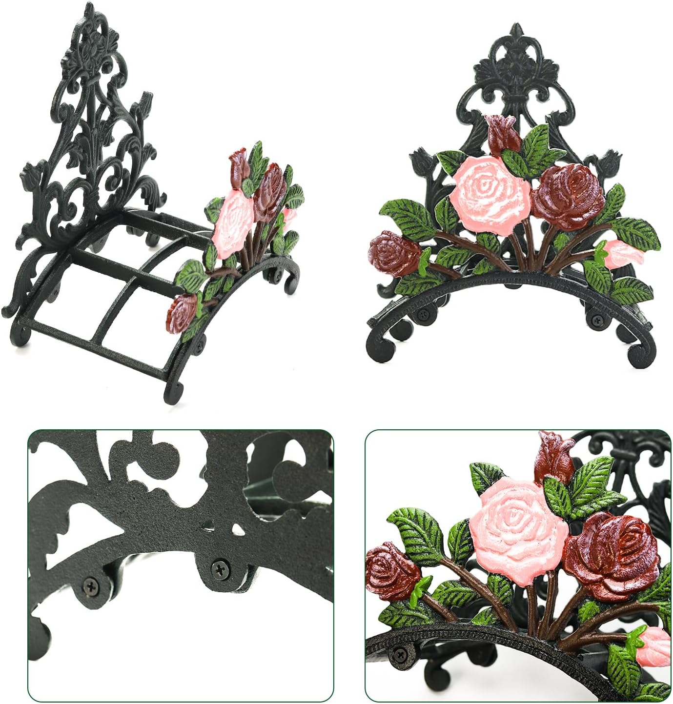 Sungmor Cast Iron Heavy Duty Garden Hose Holder - Decorative Hand-Painted Sunflower Wall Mounted Water Hose Hanger - Wall Decoration Hanging Hose Rack - Hose Reel Storage Butler - Metal Hose Stand