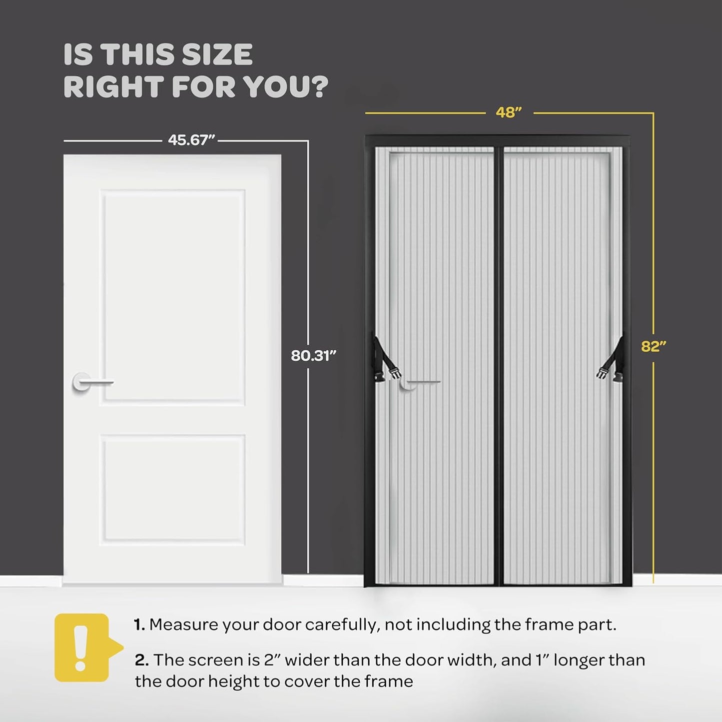 Magnetic Screen Door, Hands-Free Kid/Pet-Friendly Walk Through - Self Magnetic Closure Screen Door Mesh, Stay-Open Option with Buckles - Keeps Bugs Out Lets Breeze in, Fits Door Size (39.4" x 82.7")