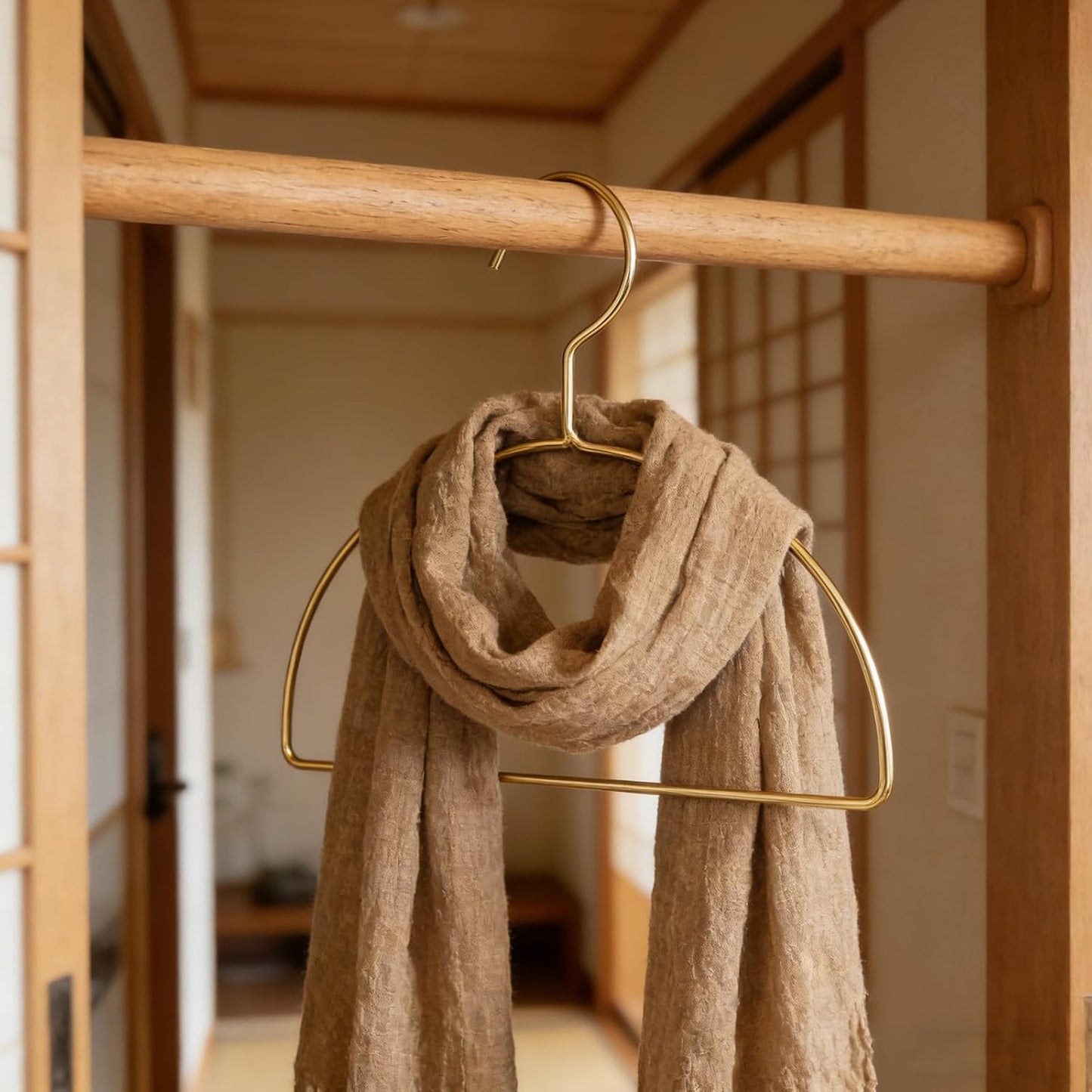 5pcs Wall Mounted Scarf Organizer Drying Rack for Clothes with Fabric-Friendly Finish, Golden Iron Semi-Circle Design, Easy Maintenance Indoor Laundry Hanger for Home and Travel