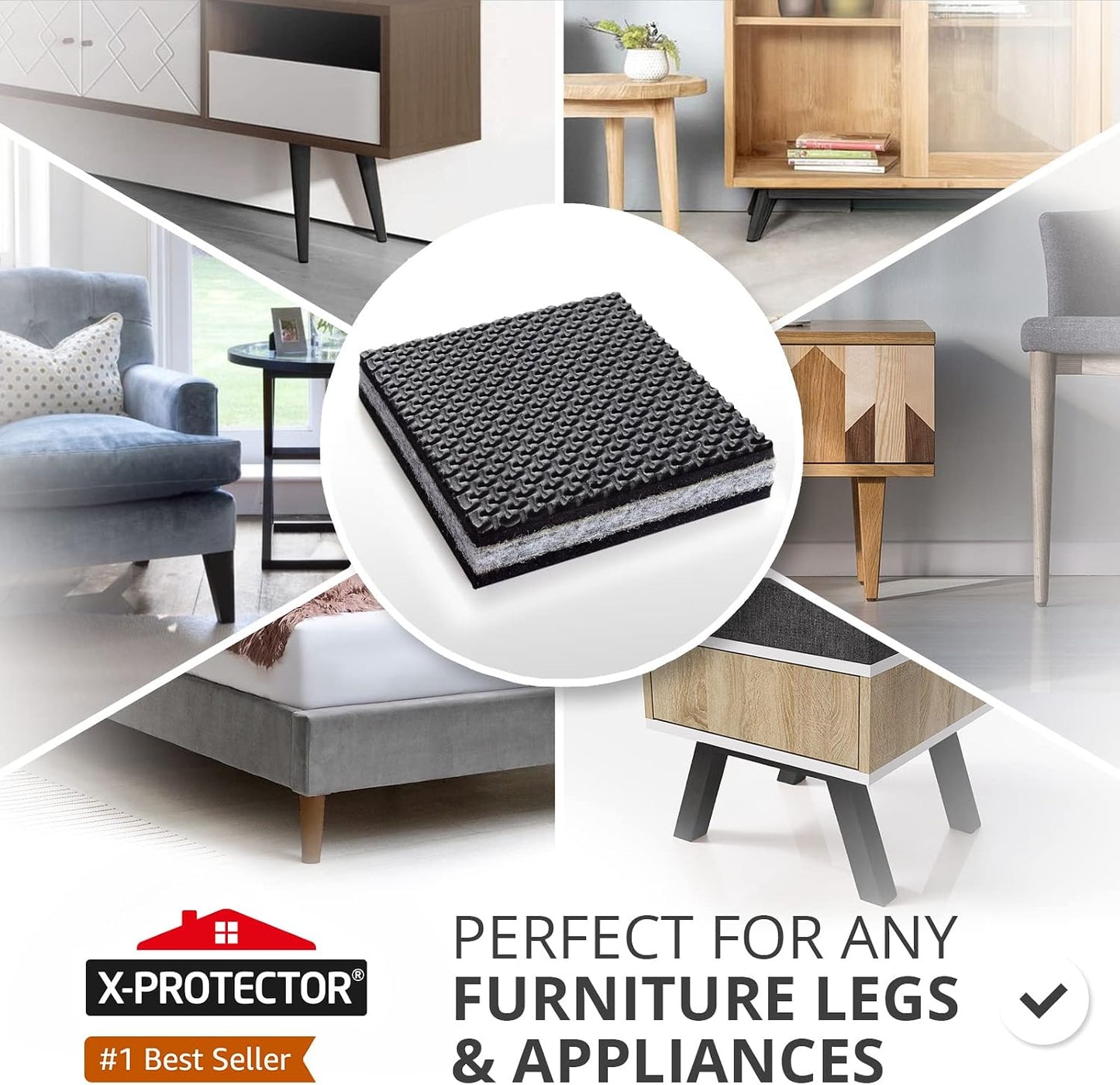X-PROTECTOR Non Slip Furniture Pads – 12 Premium Furniture Grippers 3"! Best SelfAdhesive Rubber Feet Furniture Feet – Ideal Non Skid Furniture Pad Floor Protectors – Keep Furniture in Place!