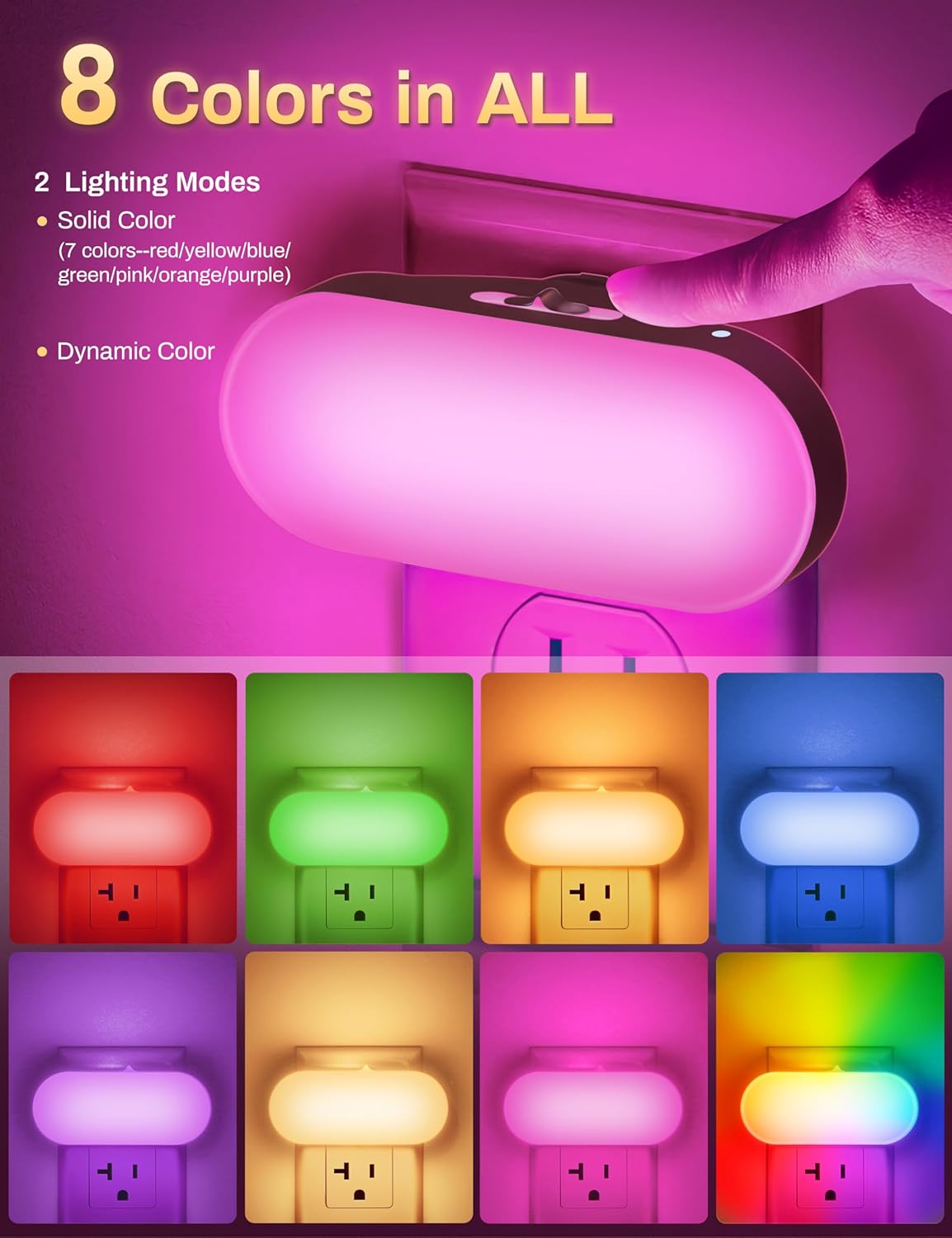 DORESshop Led Night Light, Plug into Wall, [2 Pack] with Dusk to Dawn Sensor, 1W 5000K Dimmable Night Light from 0LM to 100LM for Bathroom Hallway Bedroom Kids Room Stairway