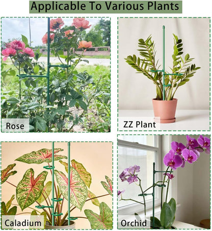 20 Set Plant Stakes 12 inch Extendable Plant Support Stakes with Adjustable Clips Rings, Flower Stem Plant Support Sticks for Indoor Outdoor Plants Stabilizer Garden Sticks for Orchid Rose Tomato