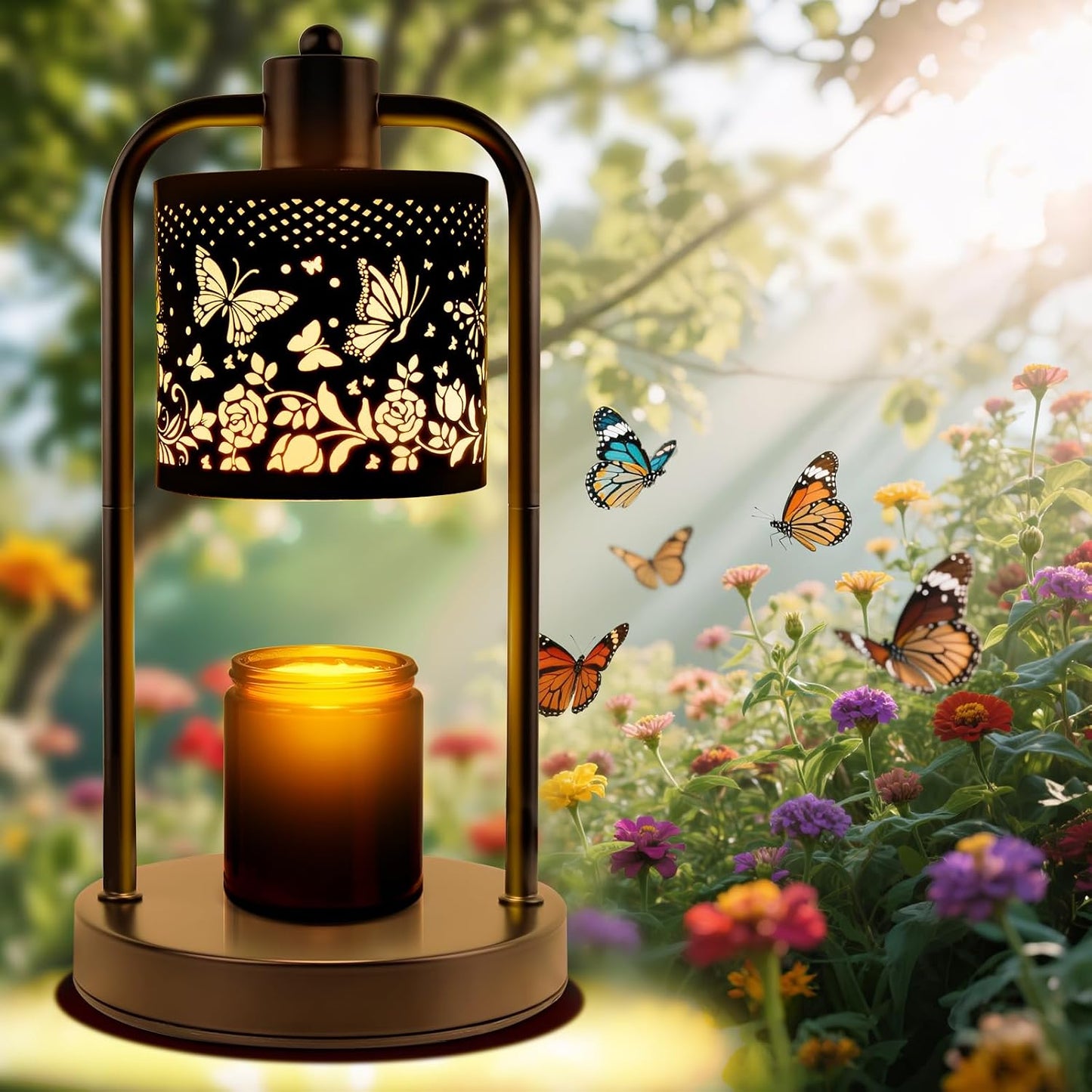 Candle Warmer Lamp Electric with Timer: Wax Melts Warmer - Dimmable Candle Wax Warmer Electric Candle Warmer with Replacement Bulbs, Bedroom Home Decor Compatible with Various Candles-Linen
