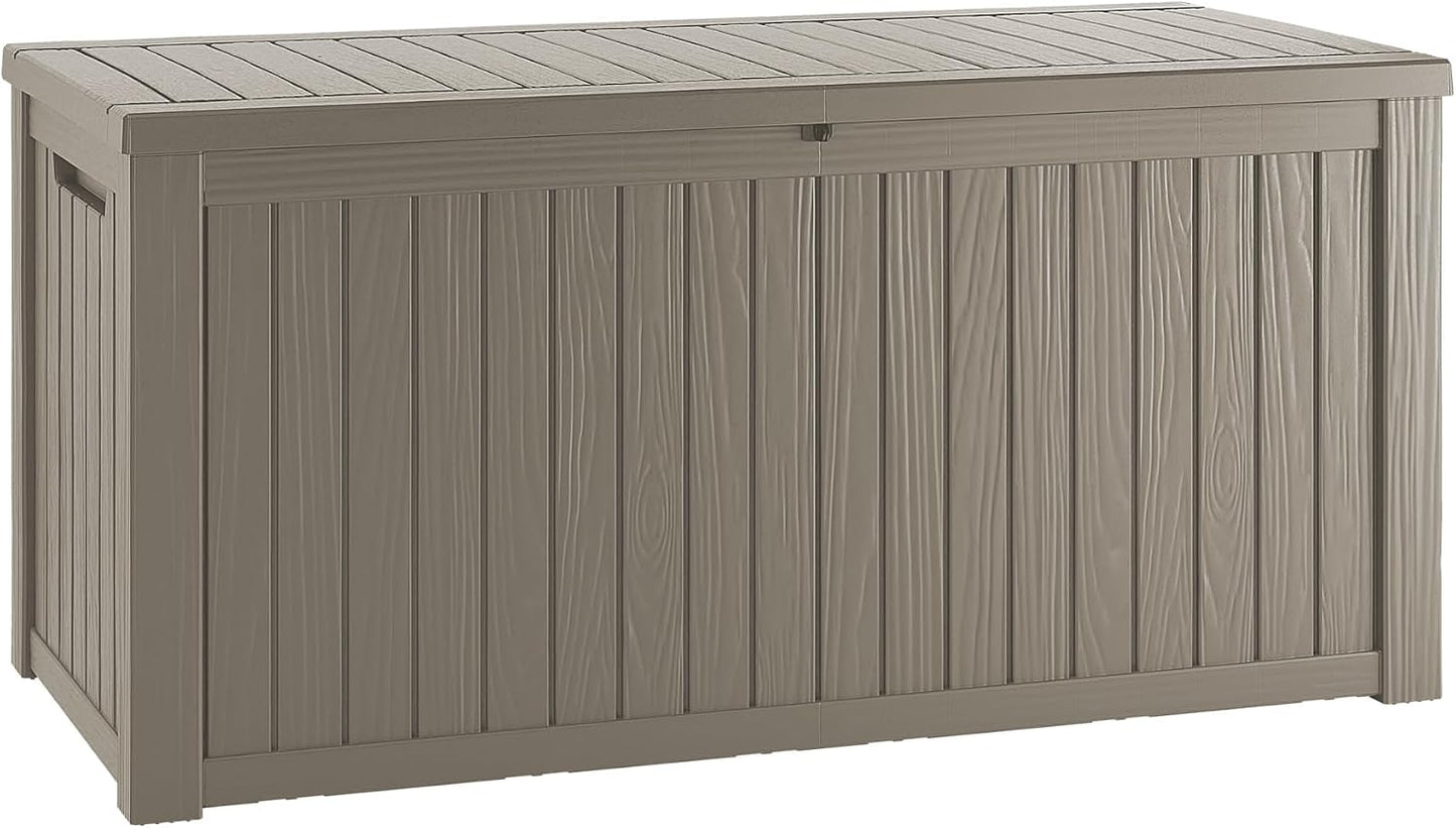 TARKARI 320 Gallon Lockable Resin Deck Box, Waterproof & UV-Resistant Outdoor Storage Box for Outdoor Cushion Storage, Garden Tools & Pool Accessories Storage, Black