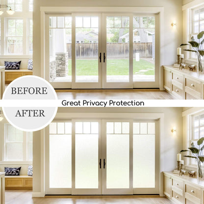 HIDBEA Frosted Window Privacy Film Heat Control UV Blocking, Static Cling Non-Adhesive Reusable Door coverings for Bathroom Home Office (Frosted 17.5 Inch x 6.5 Feet)