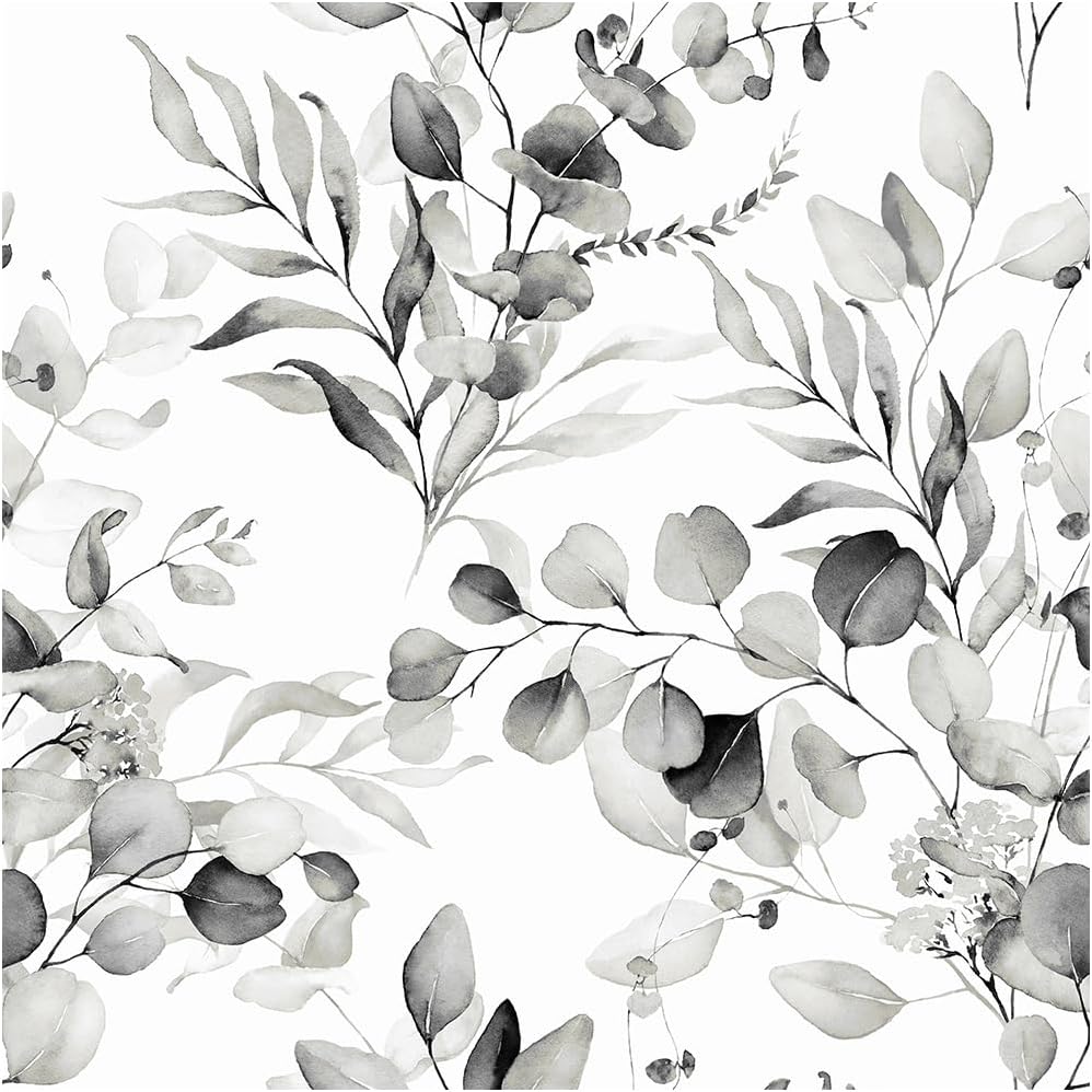 Floralplus Peel and Stick Wallpaper Boho Leaf Removable Wallpaper for Bathroom Renter Leaf Contact Paper for Locker Shelf Liner Vinyl Adhesive Wallpapers Wall Mural Decor 17.5 in x 118 in