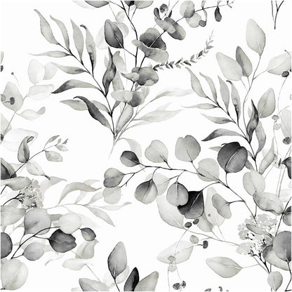 Floralplus Peel and Stick Wallpaper Boho Leaf Removable Wallpaper for Bathroom Renter Leaf Contact Paper for Locker Shelf Liner Vinyl Adhesive Wallpapers Wall Mural Decor 17.5 in x 118 in