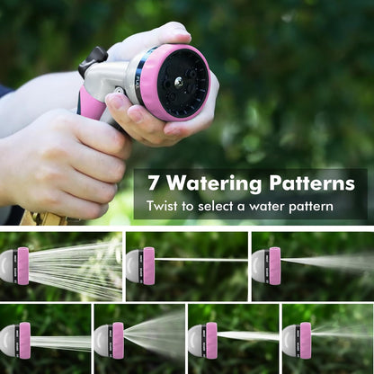 RESTMO Garden Hose Nozzle, Heavy Duty Metal Water Hose Nozzle with 7 Adjustable Spray Patterns, High Pressure Hand Sprayer with Flow Control for Watering Plants & Lawns, Washing Cars & Pets