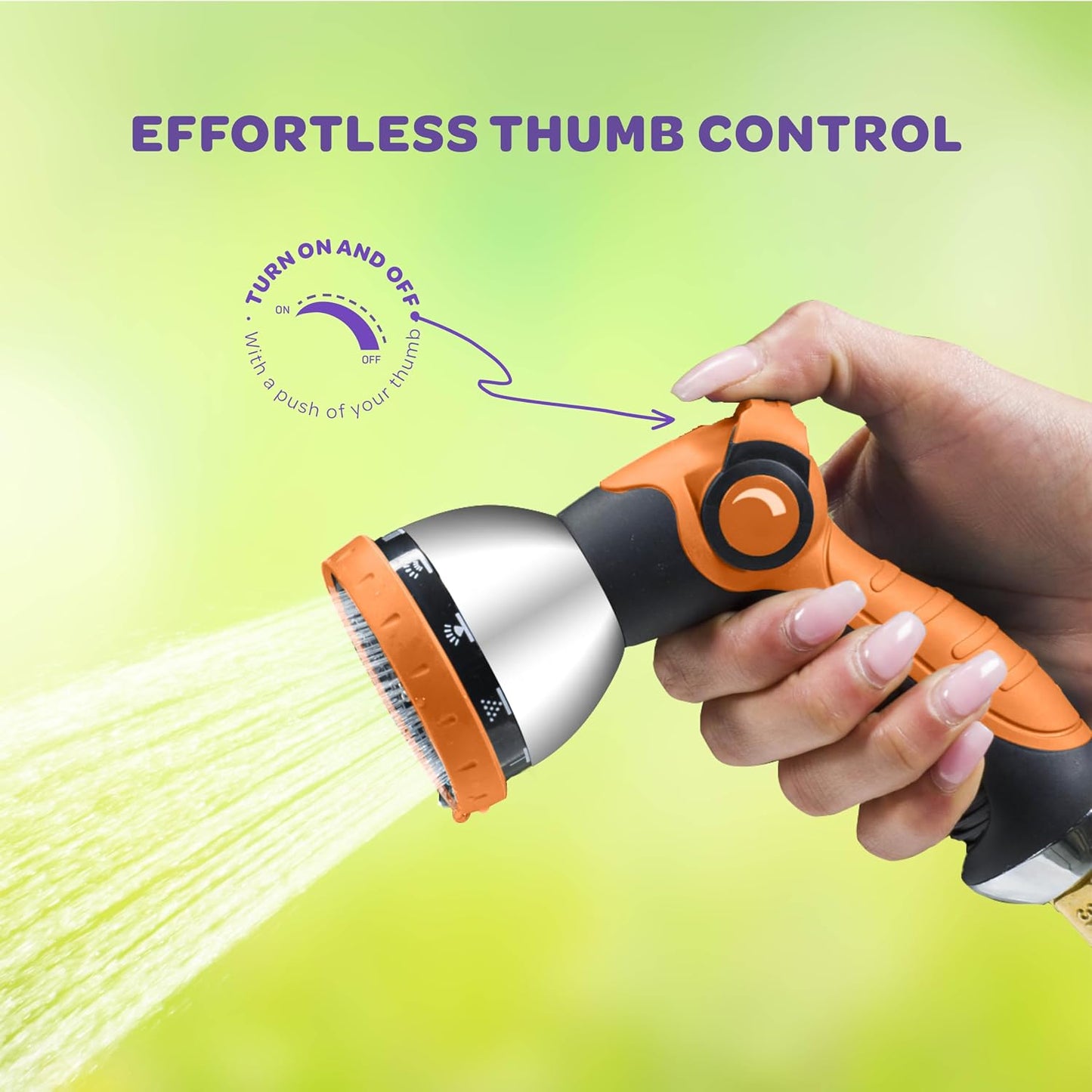 Hose Nozzle [Blue] Heavy Duty Hose Sprayer With 10 Adjustable Watering Patterns. Thumb Control Design, Comfortable Ergonomic Grip, Garden Hose Nozzle for Watering Plants & Lawns/Fun showers/Cleaning