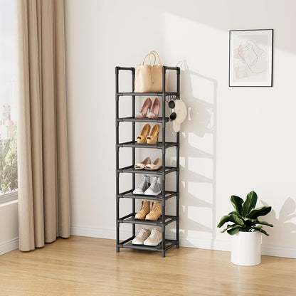 LANTEFUL Tall Narrow Shoe Rack for Entryway, 10-Tier Sturdy Metal Shoe Shelf Storage 10-15 Pairs of Shoes and Boots, Space Saving Corner Shoe Rack Organizer for Closet,Doorway,Garage,Living Room