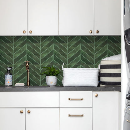 STICKGOO 10 Sheets Thicker Herringbone Peel and Stick Backsplash, 12.6”×9.7” Stick on Wall Tiles, Self Adhesive Tile Sticker for Kitchen Backsplash and Bathroom, White with Grey Grout
