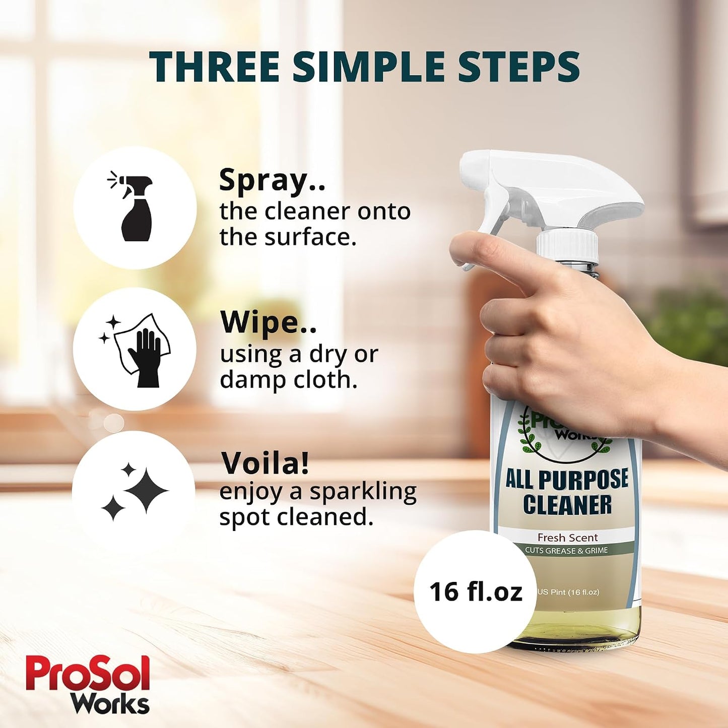 Degreaser Cleaner Heavy Duty Cleaning Spray 16 oz - Kitchen Cleaner for Stubborn Splatters, Stove Top, Grill, Drip Pans, & Oven Cleaner - Safe on All Surfaces - Fresh Scent