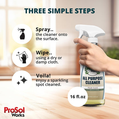 Degreaser Cleaner Heavy Duty Cleaning Spray 16 oz - Kitchen Cleaner for Stubborn Splatters, Stove Top, Grill, Drip Pans, & Oven Cleaner - Safe on All Surfaces - Fresh Scent