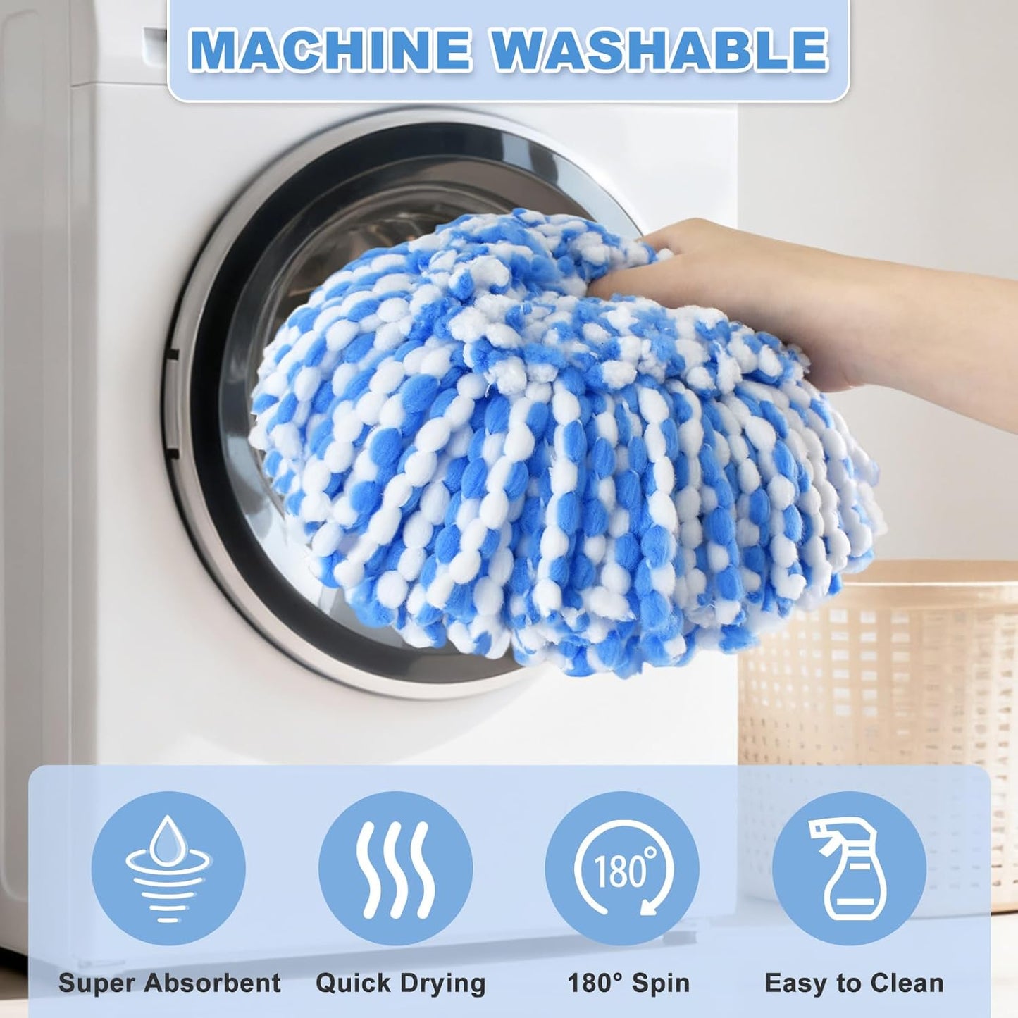 Mop Heads Replacements,Mop Handle,Scrub Brush,Base for Ocedar Rinseclean 2 Tank,Include 2 Microfiber Mops Replace Head,30-58" Adjustable Mop Stick,1 Scrubber Head,1 Spin Base,Bucket not Included