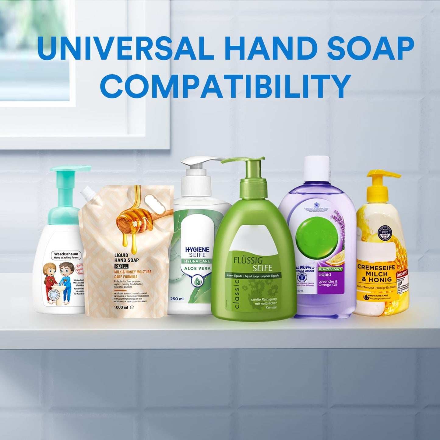Automatic Soap Dispenser with Smart Digital Display, Touchless Rechargeable Hand & Dish Liquid Soap Dispenser for Kitchen & Bathroom - 6 Adjustable Level, Wall Mounted, 380ml IPX5 Waterproof