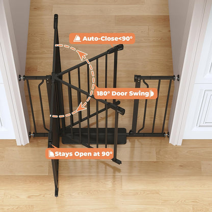 Baby Gate No Drilling, 29"-40" Auto Close Dog Gate Indoor for Doorways & Stairs, Pressure Mounted Adjustable Pet Gate, Easy Walk Through Child Gate for Children & Pets Stroller Friendly, White