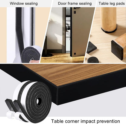 Storystore Weather Stripping Door Seal Strip, 1/2In x 1/4In x 16.5FT Self Adhesive Foam Tape for Door Window Insulation Soundproofing Weatherstrip, High Density Foam Seal for Doors Windows Furniture