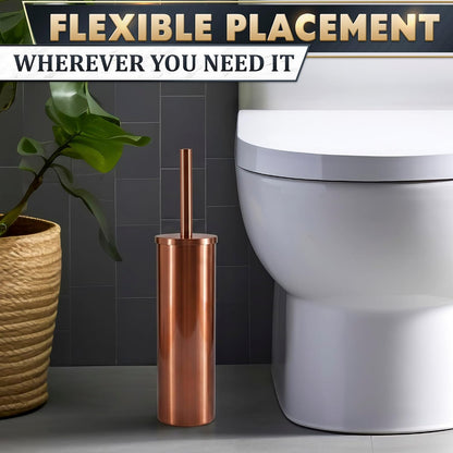 Black Toilet Brush and Holder Set - Slim Matte Design that Fits Anywhere - Stainless Steel Toilet Bowl Brush and Holder with 2 Rounded Corners, Replaceable Head, Removable Inner Bowl & Splash Guard