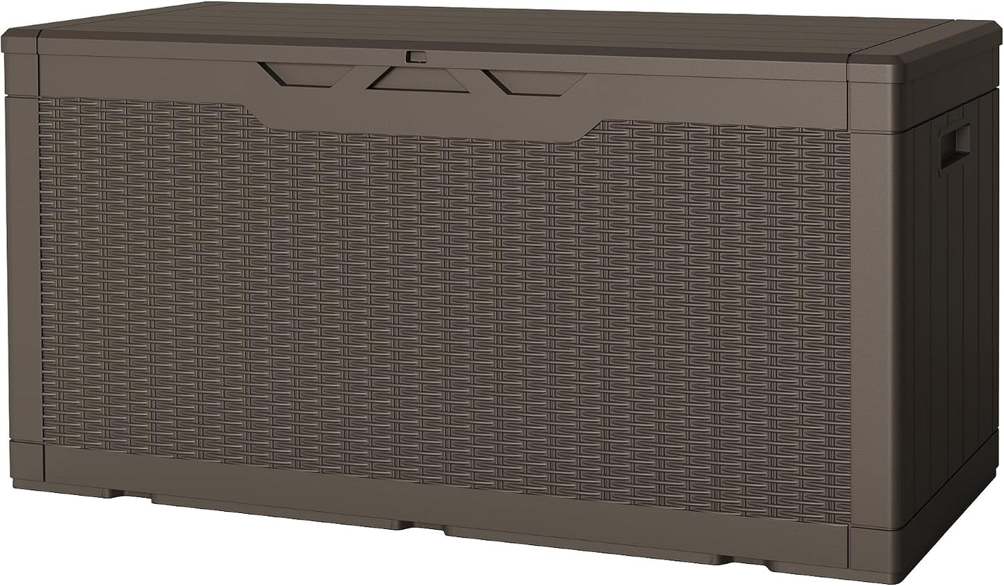 JUMMICO 31 Gallon Resin Deck Box Waterproof Indoor Outdoor Storage Boxes for Patio Furniture Cushions and Garden Tools (Brown)