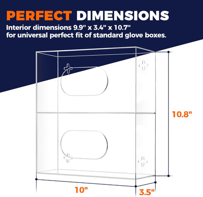 Storage Standard Triple Glove Box Holder Wall Mount Glove Dispenser - Disposable Glove Holder Wall Mount Glove Station for Medical Gloves, Multipurpose Kitchen Gloves Holder - 16.5 x 10 x 3.5 Inches