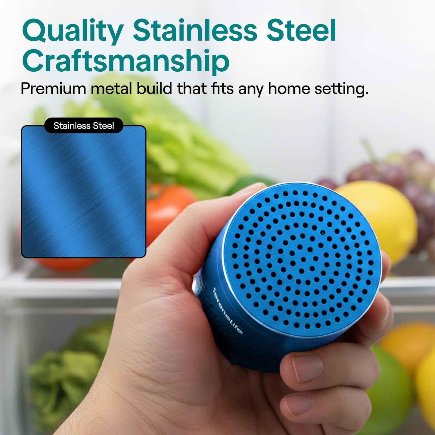 SereneLife Fridge Deodorizer & Odor Eliminator, Multi-Use Refrigerator Deodorizer Aluminum Pod for Freezer, Closet, Car, Shoes & Enclosed Spaces, Compact, Reusable & Lasts Up to 10 Years (Gray)