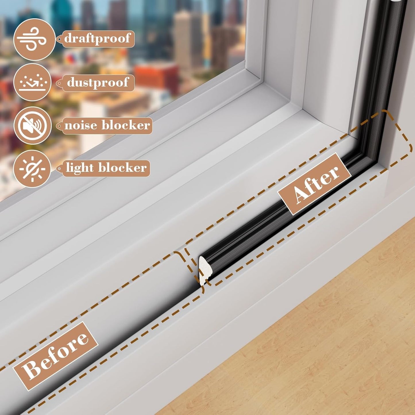 16.4 Ft Weather Stripping Door Seal Strip,Self-Adhesive Foam Weather Strip for Window Door Insulation,Soundproofing Weatherstripping for Windows Gap Filler,Wedge Window Sealer Tape for Winter,Black