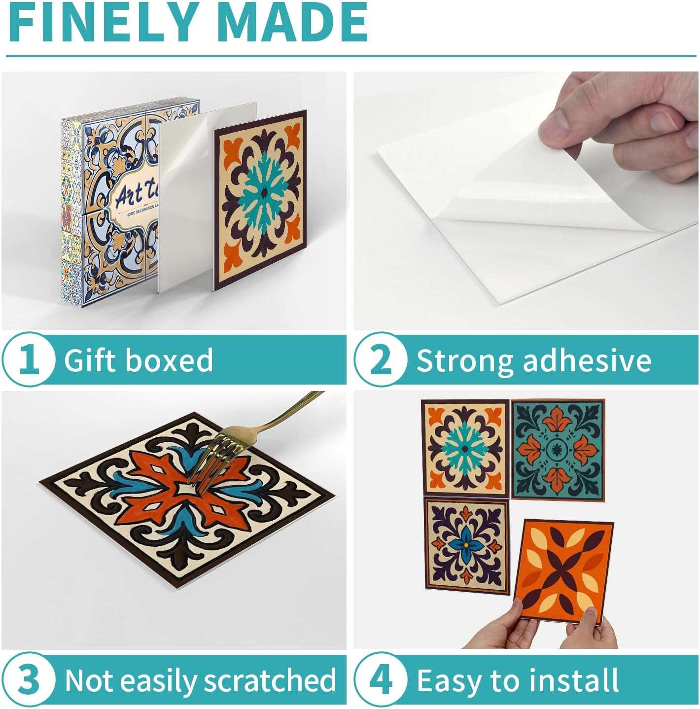 Peel and Stick Backsplash Tile Sticker for Kitchen and Bathroom Walls - 24 Removable 5.9"x5.9" Tiles, Waterproof