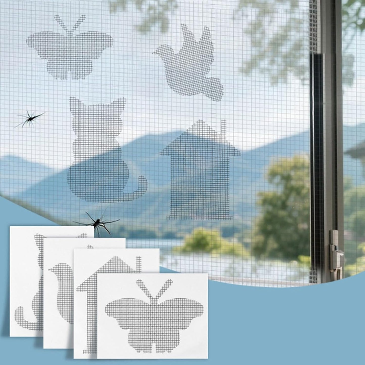 Window Screen Patch - 40 Pack Mesh Repair Tape, Self Adhesive Heavy Duty Protector, Tear Cover Strip | Porch Patio Balcony Tent for Porch Patio Balcony Tent
