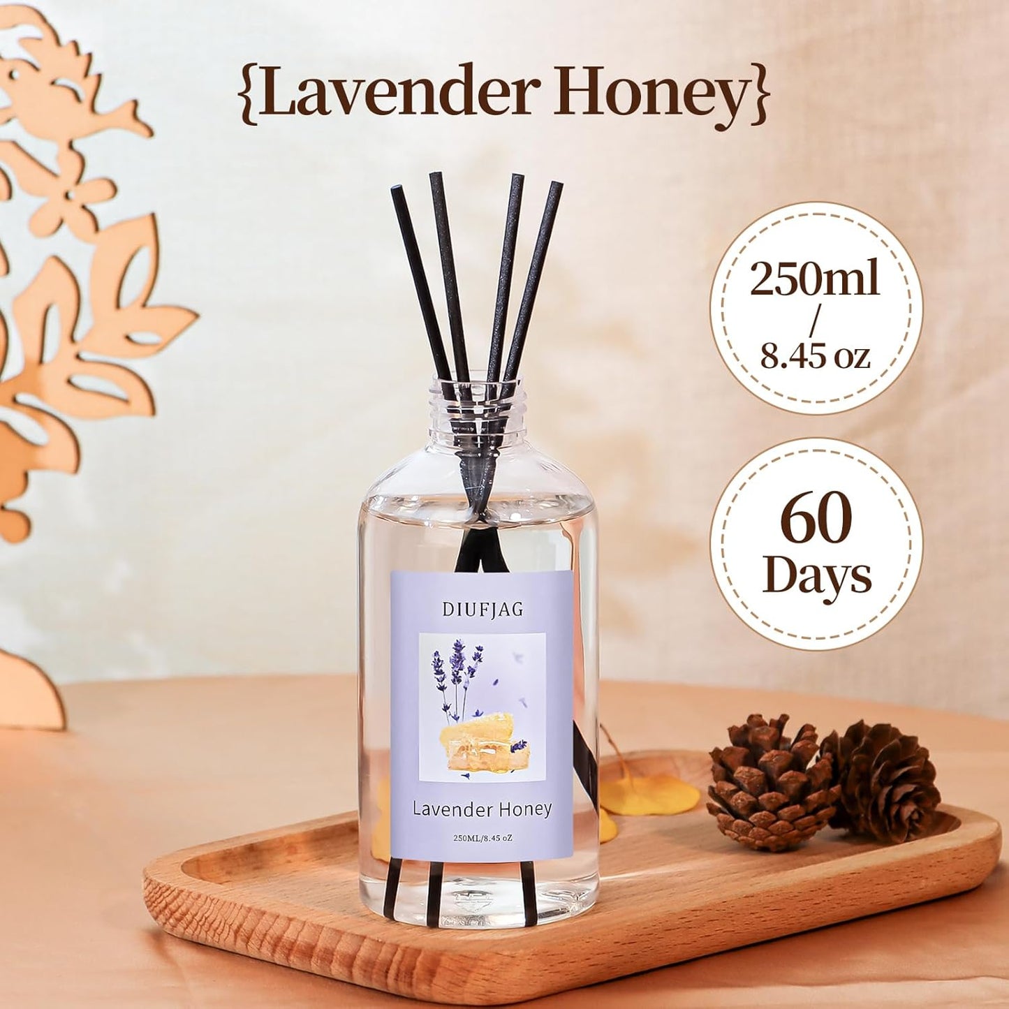 3 Pack Fragrance Reed Diffuser, 50ML Lavender Jasmine Lemongrass Aromatherapy Diffuser Set with 12 Black Fiber Sticks,Air Freshener for Bedroom Bathroom Office, 8.2X 6.6X 2.1 inch