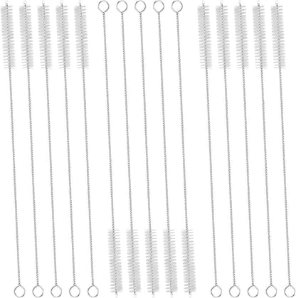 Drinking Straw Cleaning Brushes Set 10 Inches Extra Long 10mm Extra Wide Pipe Tube Cleaner Nylon Bristles Stainless Steel Handle - 10" x 3/8" (10mm) - Set of 15