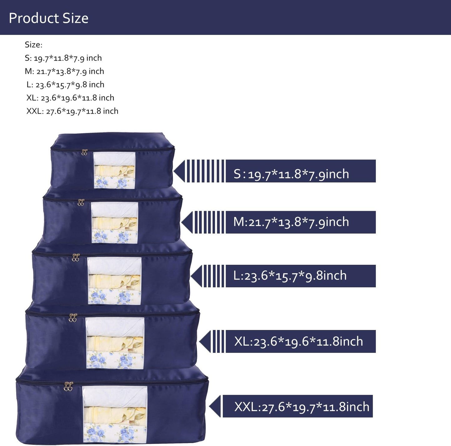 Comforter Storage Bags Pack of 2,Pillow Beddings/Blanket Clothes Organizer Storage Containers with Zippers,Breathable and Moistureproof(Black,2pcs)