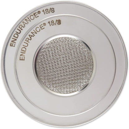 RSVP International Endurance® Stainless Steel Large Sink Strainer, 4.5" | Traps Food Scraps | Polished Finish with Precision Pierced Holes | Dishwasher Safe