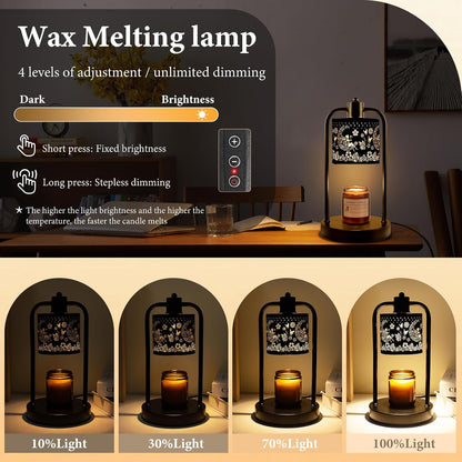 Candle Warmer Lamp Electric with Timer: Wax Melts Warmer - Dimmable Candle Wax Warmer Electric Candle Warmer with Replacement Bulbs, Bedroom Home Decor Compatible with Various Candles-Linen