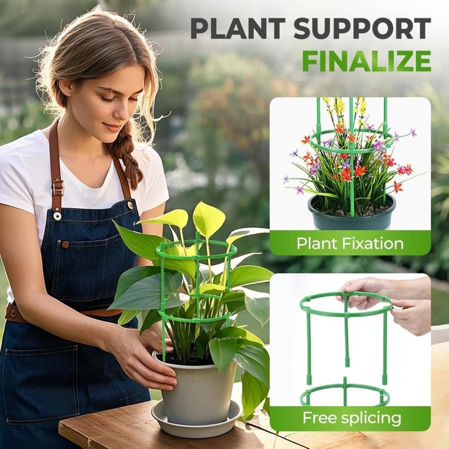 12PCS Plant Support Stakes Half Round Plant Stakes for Indoor Plants, Stackable Garden Flower Support, Plant Cages for Tomato,Monstera, Peony, Hydrangea, Climbing Plants