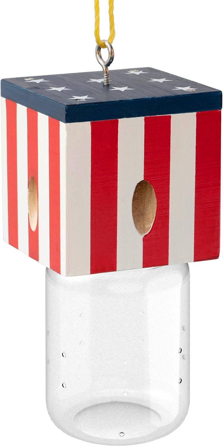 2 PCS Wood Carpenter Bee Trap for Outside - Best Bee Trap - Cube Flag Style Nature Hanging Carpenter Bee Traps Plastic Jar Outdoor - Insect Traps