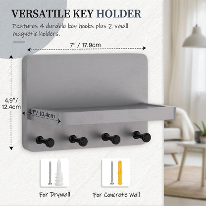 Nekon Key Holder for Wall with Shelf, Pine Wooden Key Hanger Wall Mounted, Farmhouse Wall Organizer for Home Entryway & Apartment (Standard, Wood)