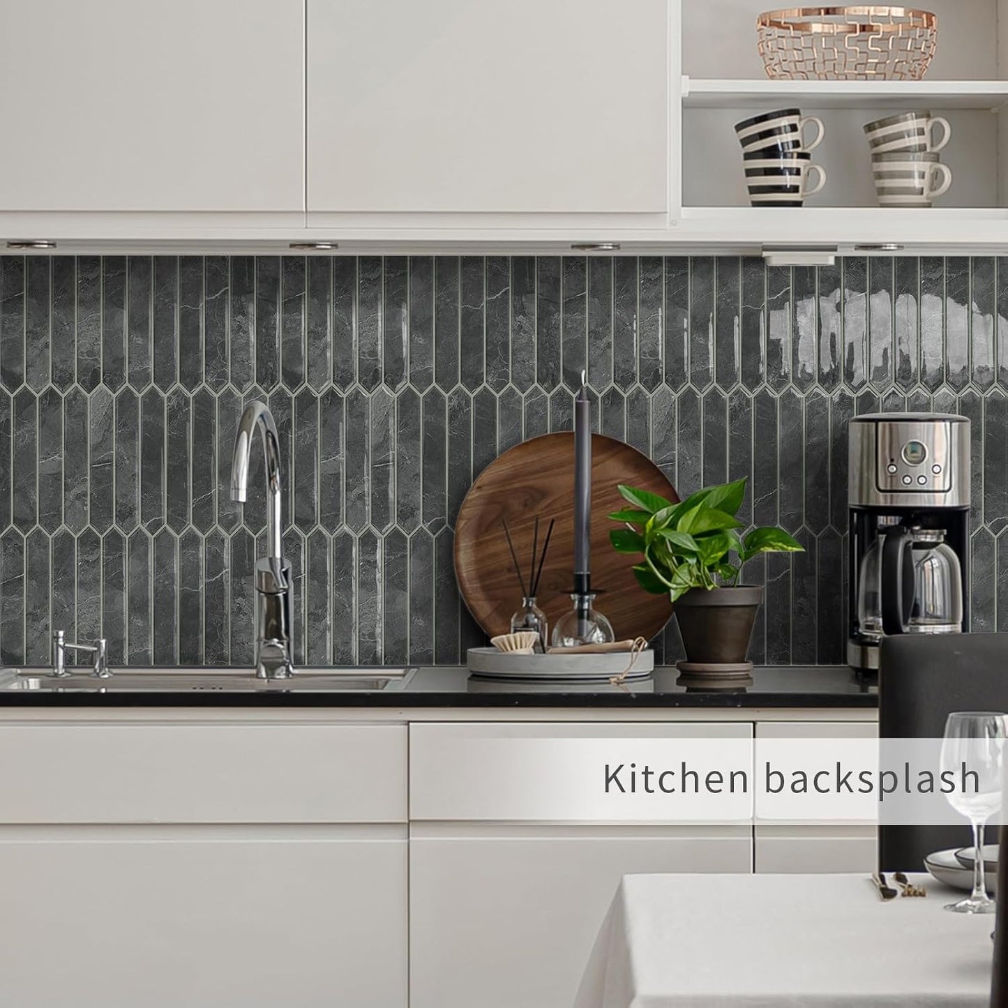 10 Sheets Long Hexagon Tile Peel and Stick Backsplash | Self-Adhesive Wall Tiles Stick on Back Splash for Kitchen, Bathroom, Fireplace,RV(Green,12"×12")
