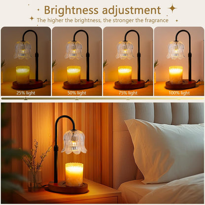 CRMILL Candle Warmer Lamp Electric Timer - Candles Warming Light Height Adjustable Dimmable Warmers Flower Lamps No Flame Heat Warm Melt Wax Jar Modern Home Decor Table Lights for Home Living Bedroom
