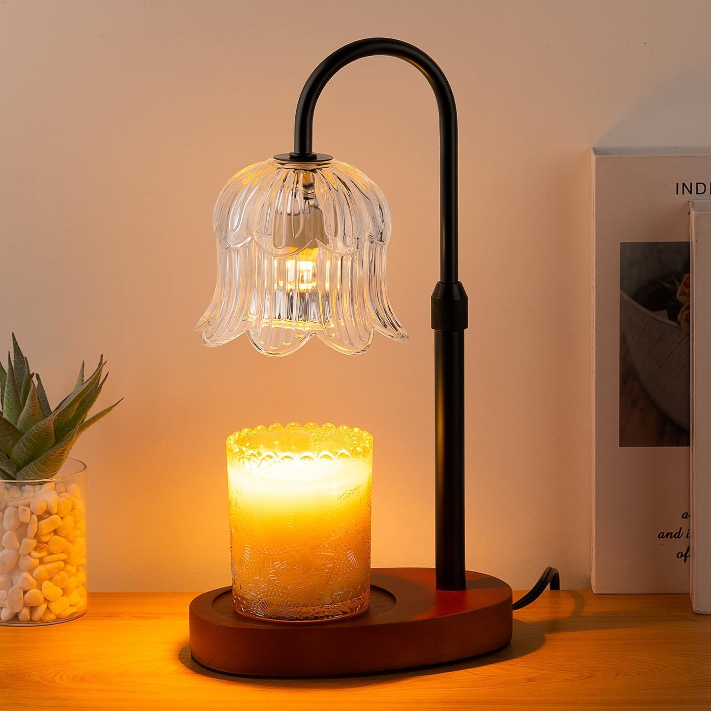 CRMILL Candle Warmer Lamp Electric Timer - Candles Warming Light Height Adjustable Dimmable Warmers Flower Lamps No Flame Heat Warm Melt Wax Jar Modern Home Decor Table Lights for Home Living Bedroom