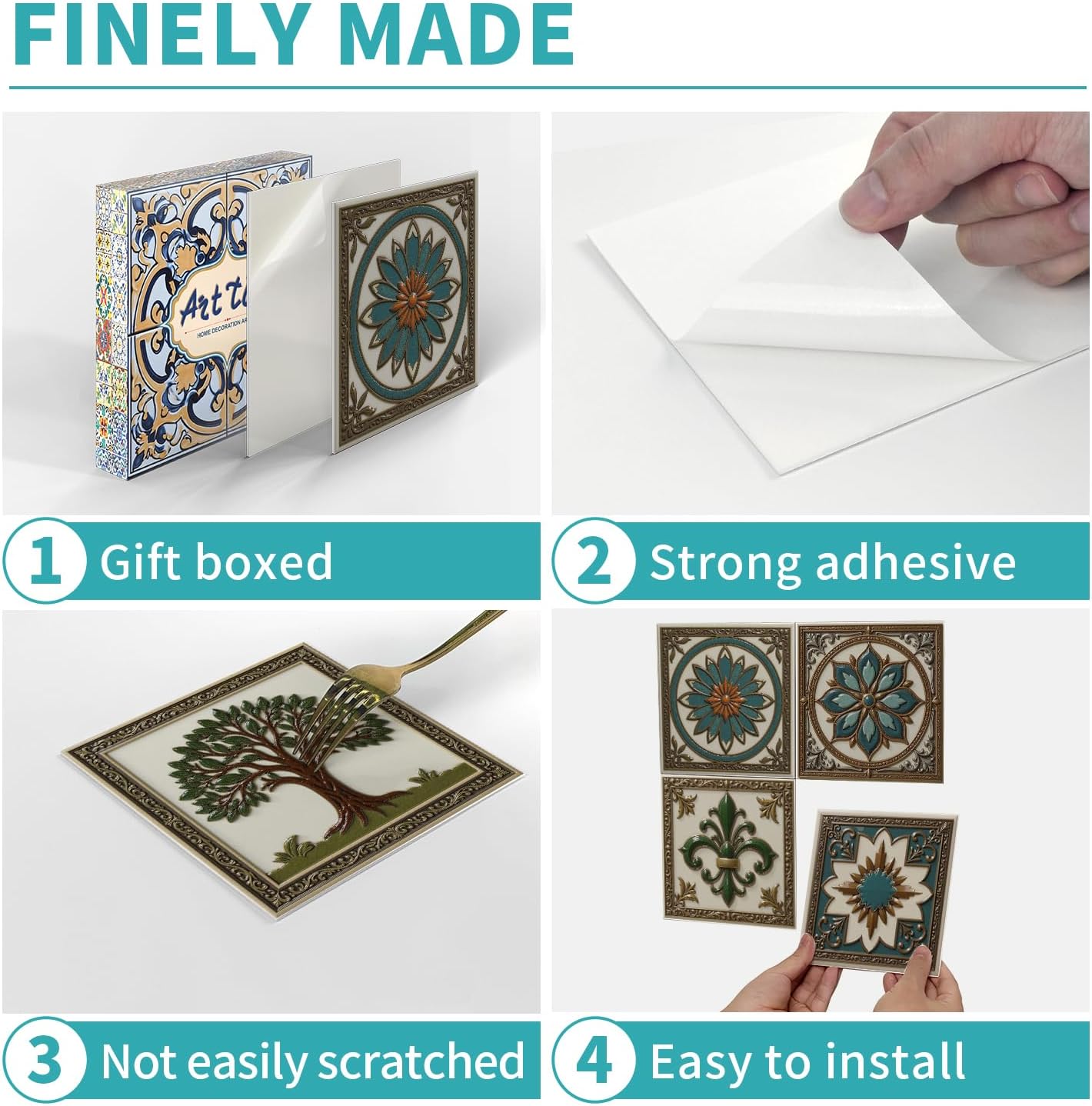 Peel and Stick Backsplash Tile Sticker for Kitchen and Bathroom Walls - 24 Removable 5.9"x5.9" Tiles, Waterproof