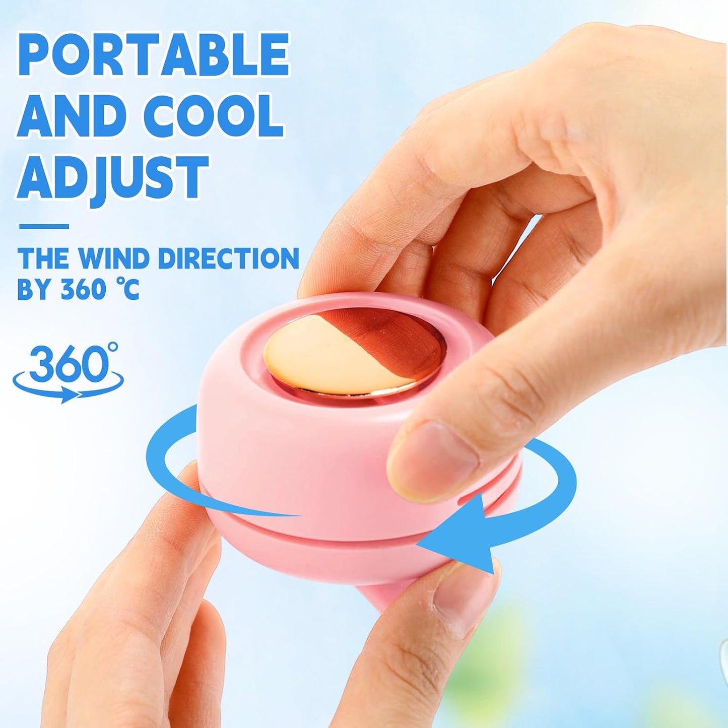 4 Pack 360° Portable Silent Mini Bladeless Electric Fan, Small Fan Clip on for Shirt & Waist, 3 Speeds Rechargeable Whirlwind Cooling Fans for Outdoor Travel Office(Pink)