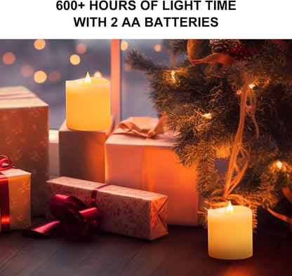 3x4 Flickering Flameless Candles Set of 3,Real Wax Pillar LED Candles,with Timer,4 inch Flameless Candles with Remote,for Party Wedding Holiday Home Decor,Ivory