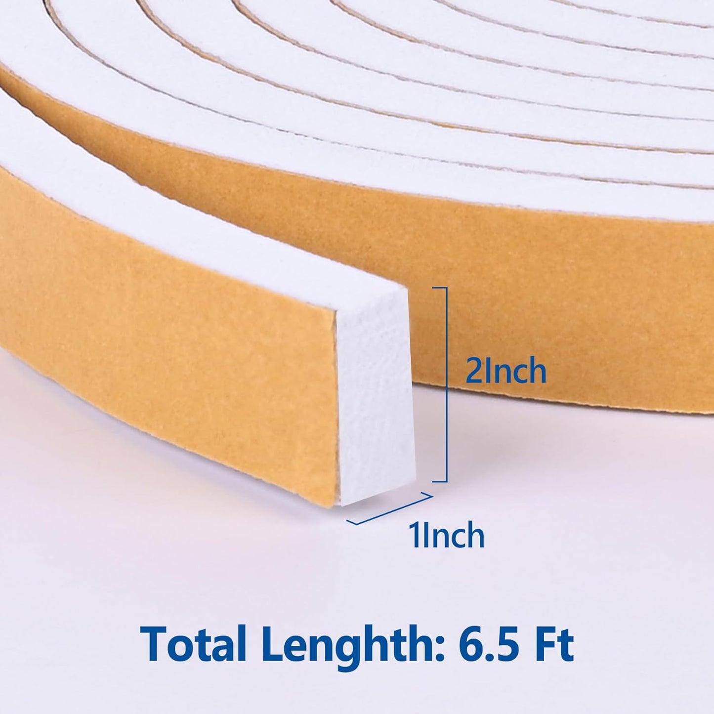 Self Adhesive Foam Tape Weatherstrip 1/2in x 1/4in x 42Ft High Density Foam Insulation Strips Foam Seal Weather Stripping with Strong Adhesive for Door and Window Sound Isolation Soundproofing, White