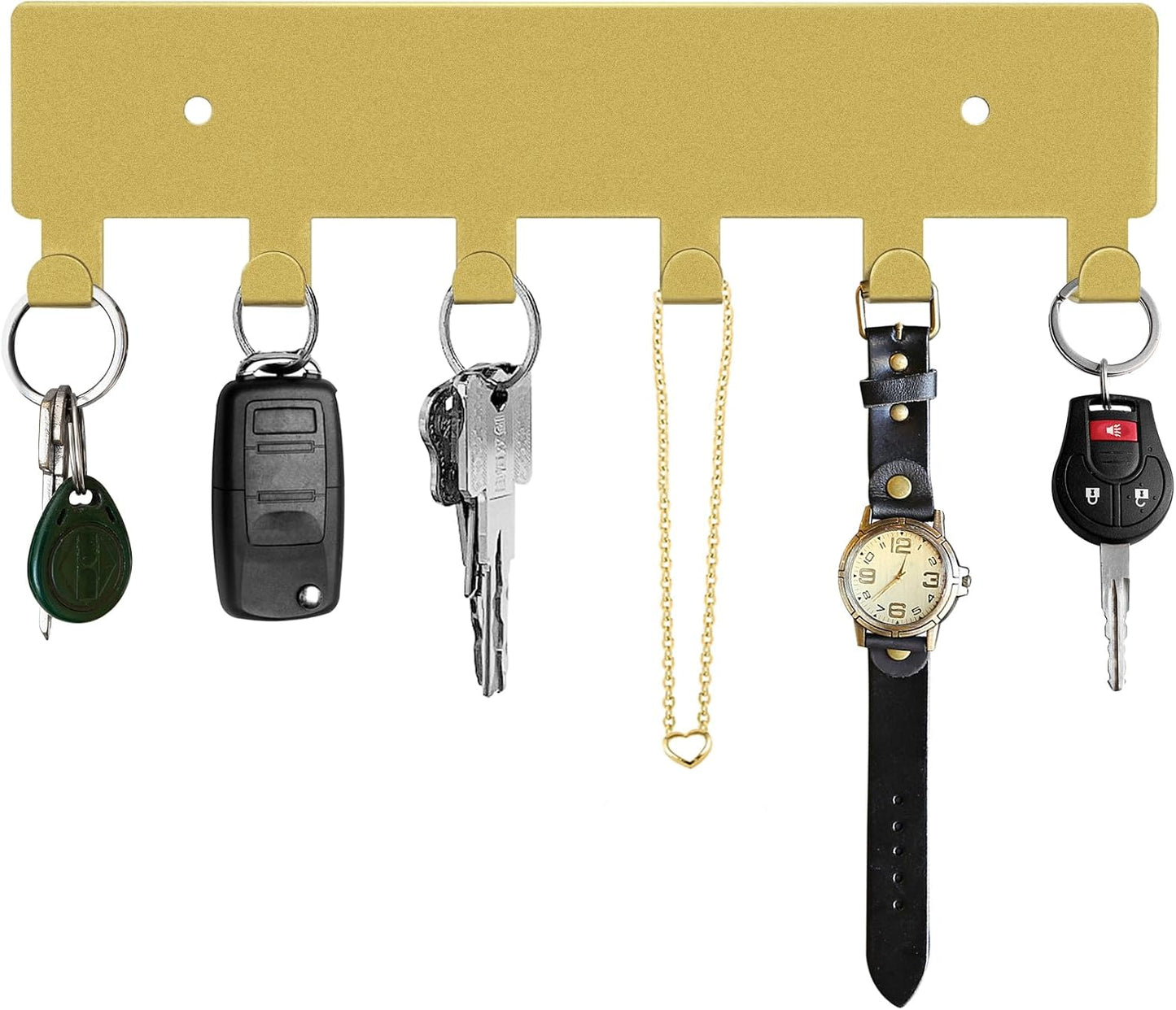 GTK Key Holder for Wall, Key Hooks with 6 Hooks, Wall Mounted Key Holder for Hallway, Self Adhesive Key Rack(White)