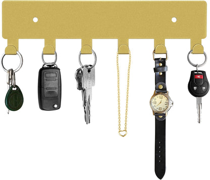 GTK Key Holder for Wall, Key Hooks with 6 Hooks, Wall Mounted Key Holder for Hallway, Self Adhesive Key Rack(White)
