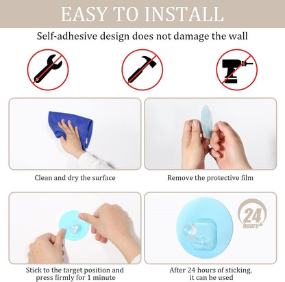 Uten Adhesive Hooks for Hanging 10 Pack, Heavy Duty Wall Hooks 11 lbs, Self Adhesive Waterproof Sticky Robe Towel Hooks for Home, Bathroom, Kitchen, Outdoor