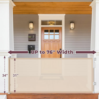 Retractable Baby Gate for Stairs & Doorways, Mesh Dog Gate Indoor Outdoor, Extends to 55" Wide 34" Tall Child Gate for Hallways, Deck, Porch, Pet Toddler Safety Essentials, Easy Install, Grey